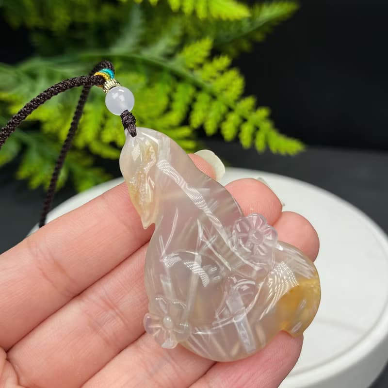高品質珊瑚玉吊墜高冰髪絲料玉化晶洞手雕望月九尾狐聚財風水能量