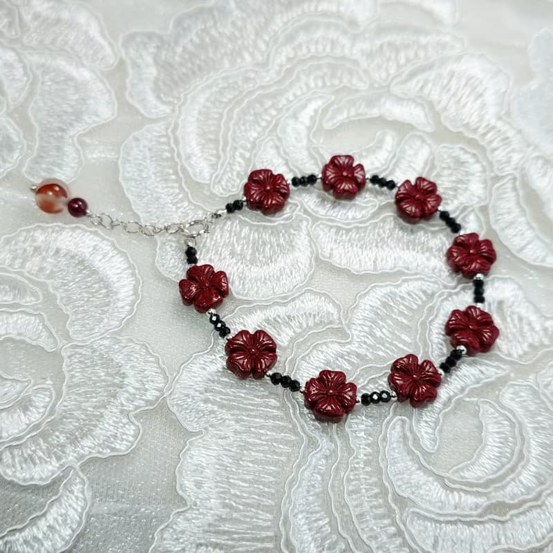 手鍊 朱砂 紫金砂 黑尖晶石 手珠 925銀 寶石 紅石榴石 南紅瑪瑙