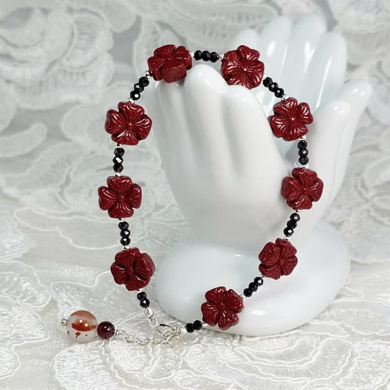 手鍊 朱砂 紫金砂 黑尖晶石 手珠 925銀 寶石 紅石榴石 南紅瑪瑙