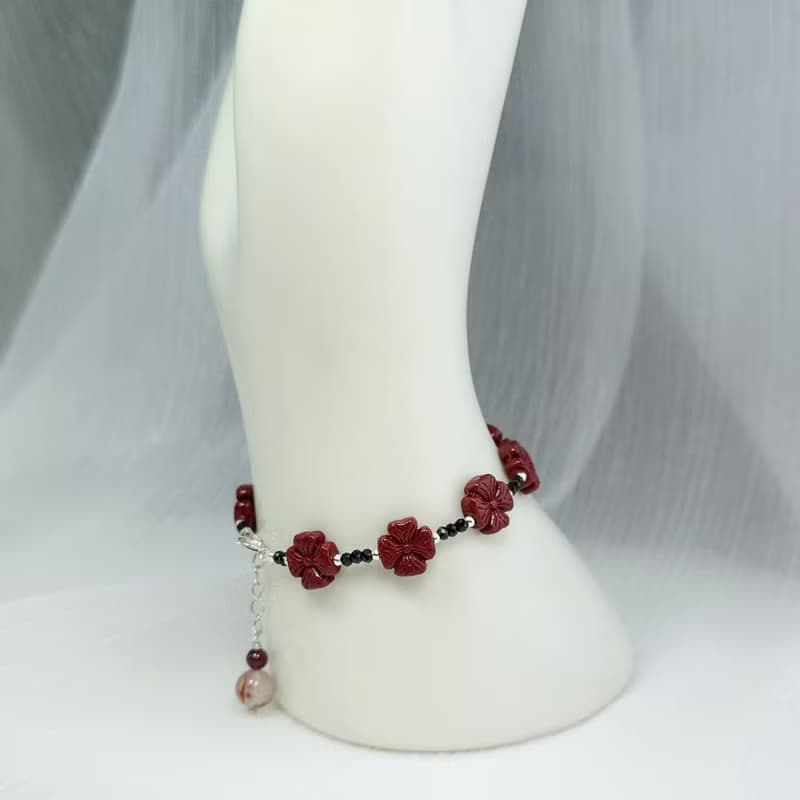 手鍊 朱砂 紫金砂 黑尖晶石 手珠 925銀 寶石 紅石榴石 南紅瑪瑙