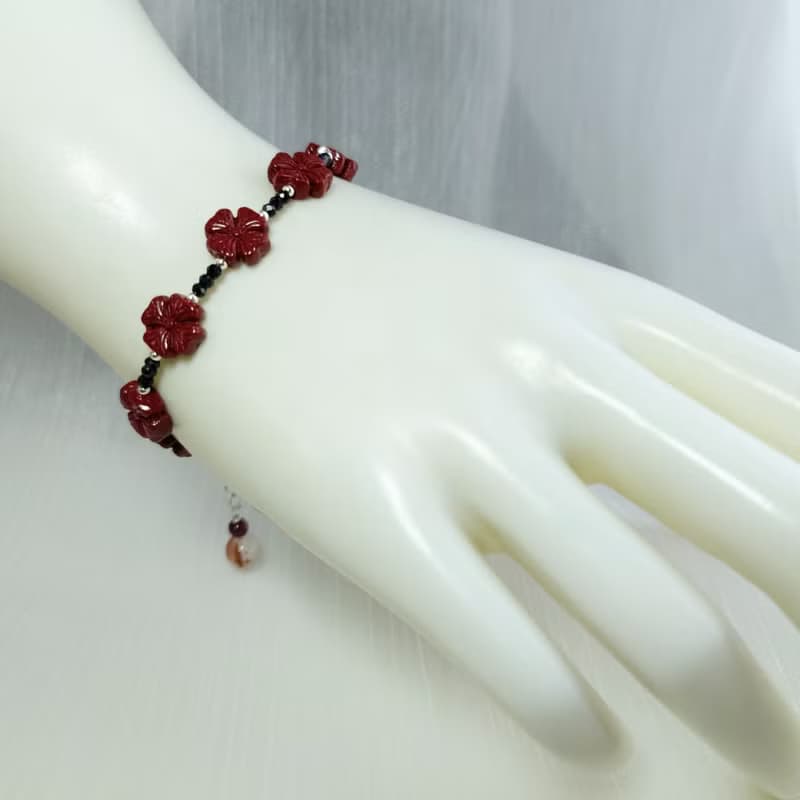 手鍊 朱砂 紫金砂 黑尖晶石 手珠 925銀 寶石 紅石榴石 南紅瑪瑙