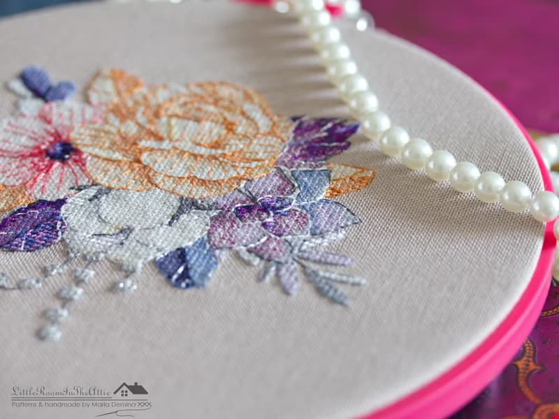【數位】Moonlight Bouquet With Pearls PDF cross stitch pattern