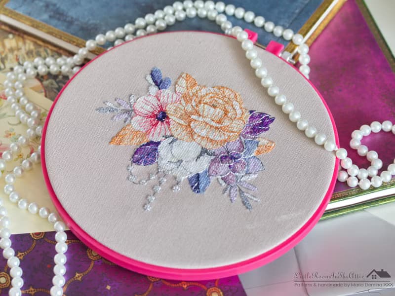 【數位】Moonlight Bouquet With Pearls PDF cross stitch pattern