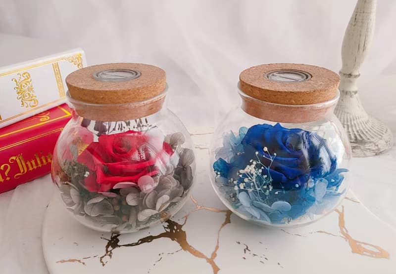【藍芯手作】五彩光玫瑰許願瓶 生日禮物 開幕禮 婚禮小物 求婚