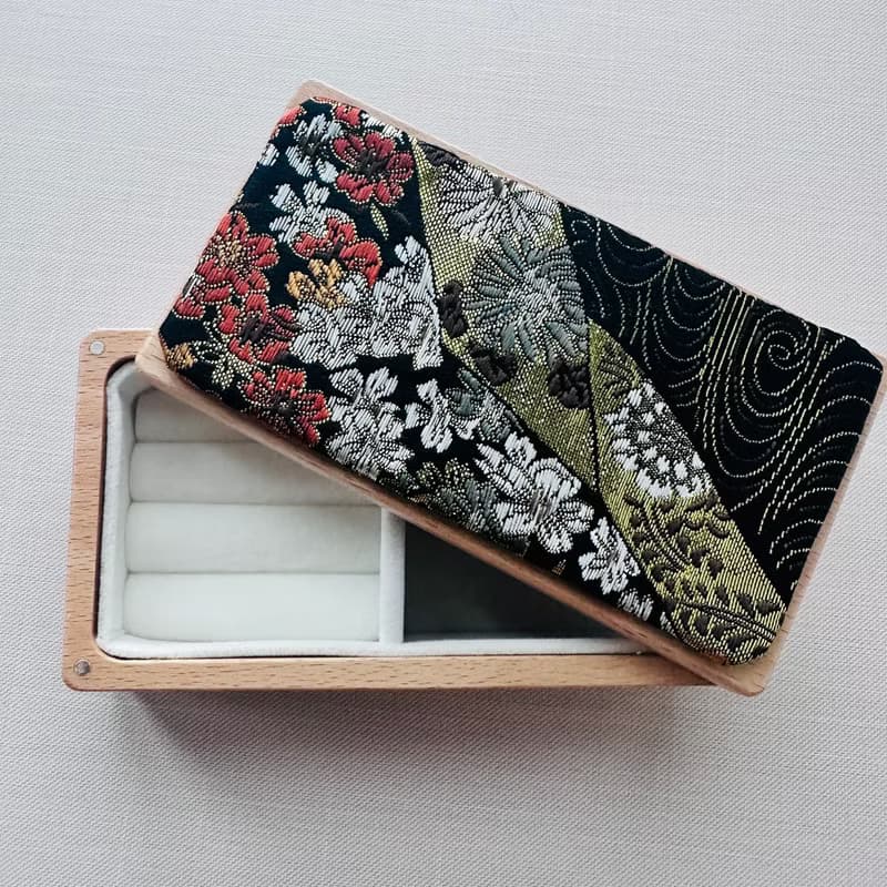 黑金繁花雲彩實木首飾盒