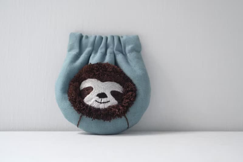 刺繡口金零錢包材料組－貓咪 含影片教學  手縫 新手ok
