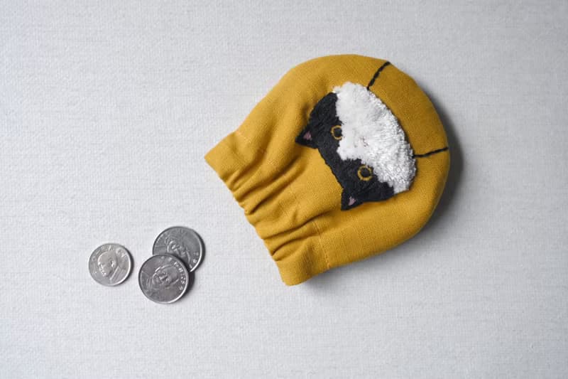 刺繡口金零錢包材料組－貓咪 含影片教學  手縫 新手ok