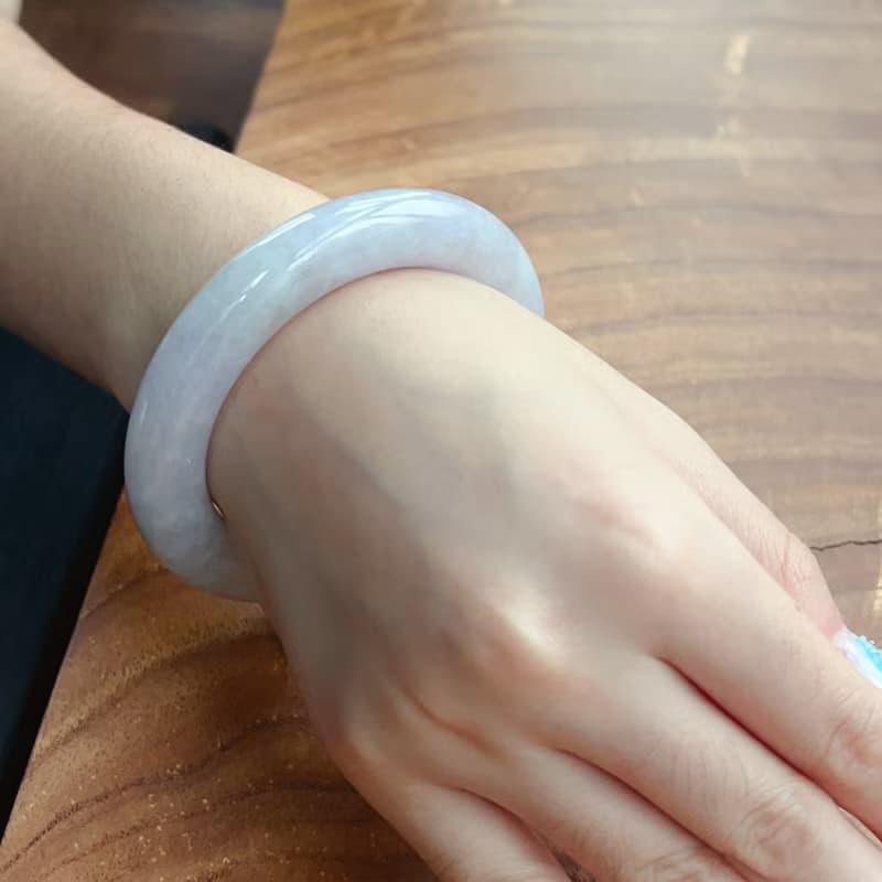 紫羅蘭翡翠圓骨鐲手鐲 | 18.5圍 | 天然緬甸玉翡翠A貨 | 送禮
