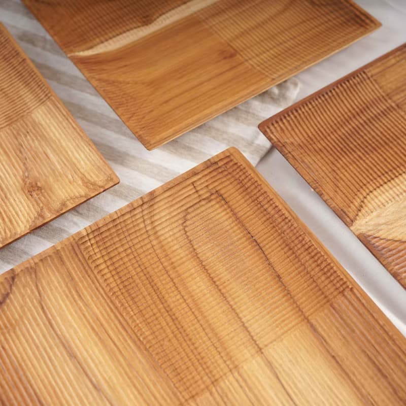 天然柚木方型托盤/餐盤L號-條紋款│26CM不上漆原木製 露營野餐