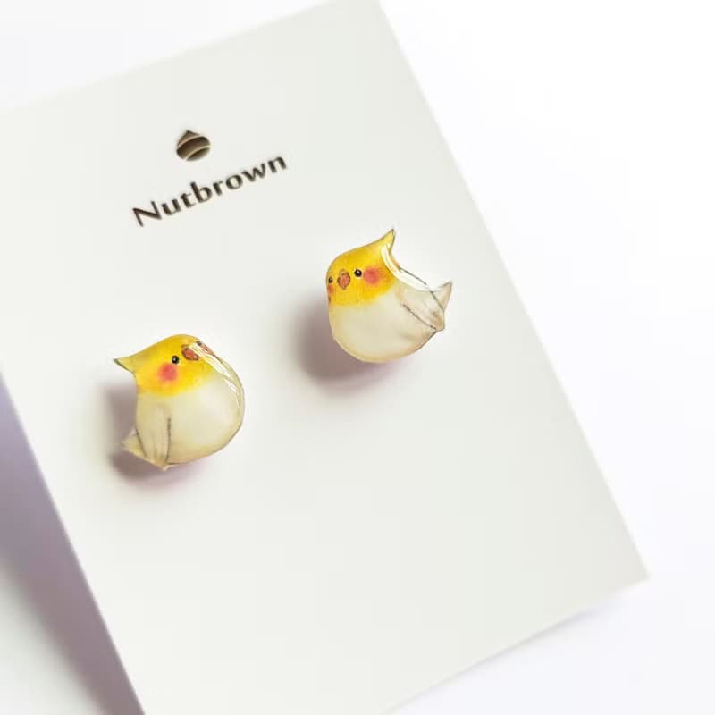 【動物們 No.011】玄鳳鸚鵡 太陽鳥 貼耳耳環/耳夾