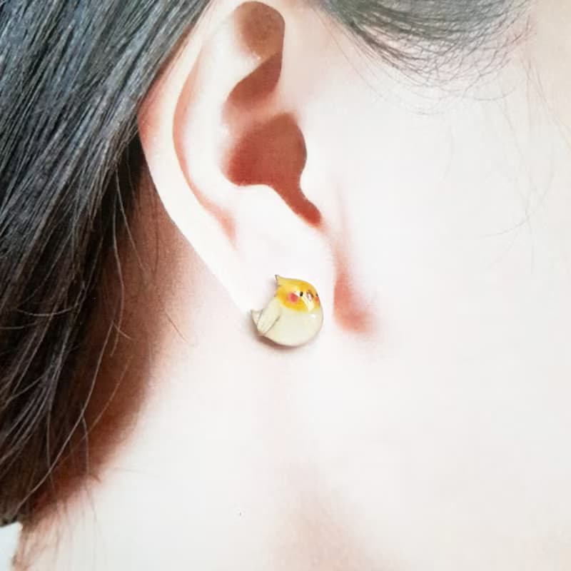 【動物們 No.011】玄鳳鸚鵡 太陽鳥 貼耳耳環/耳夾