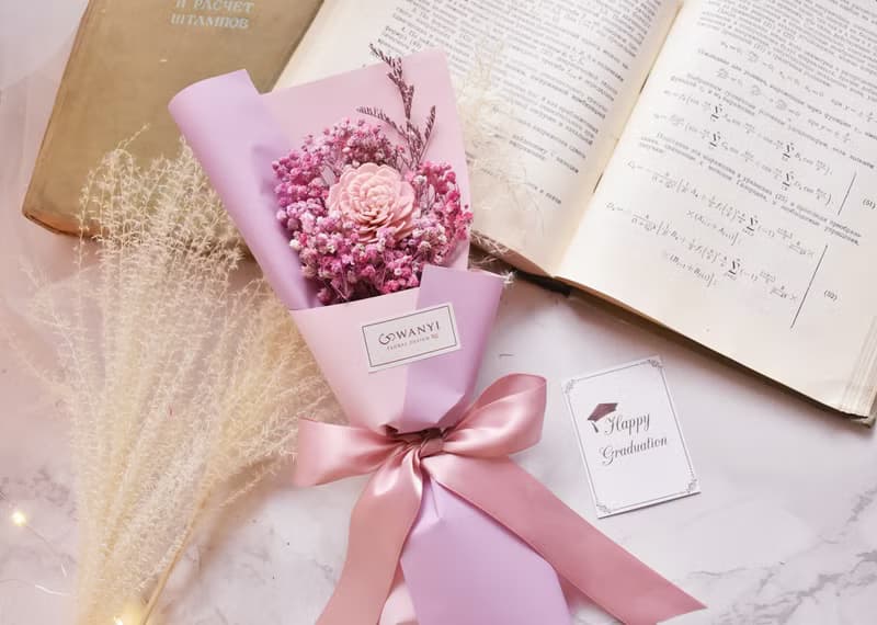 畢業透明提袋花束   畢業禮物 永生花 情人節 婚禮 紀念日 送禮教