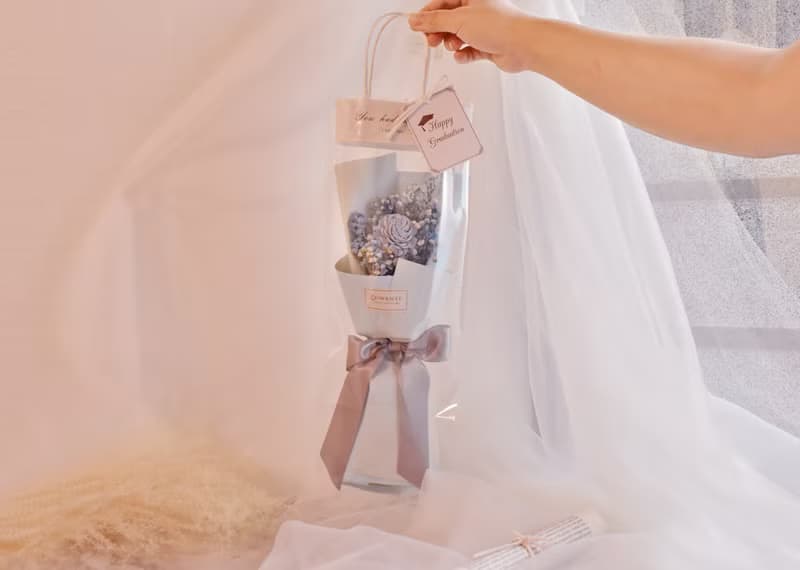 畢業透明提袋花束   畢業禮物 永生花 情人節 婚禮 紀念日 送禮教
