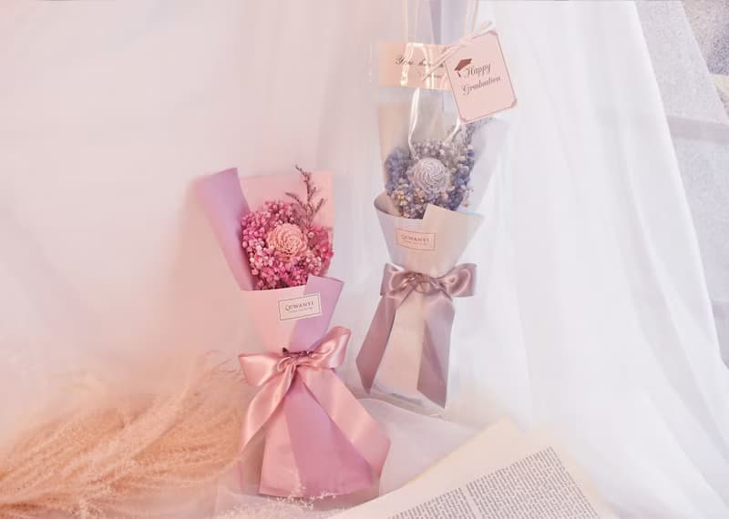 畢業透明提袋花束   畢業禮物 永生花 情人節 婚禮 紀念日 送禮教