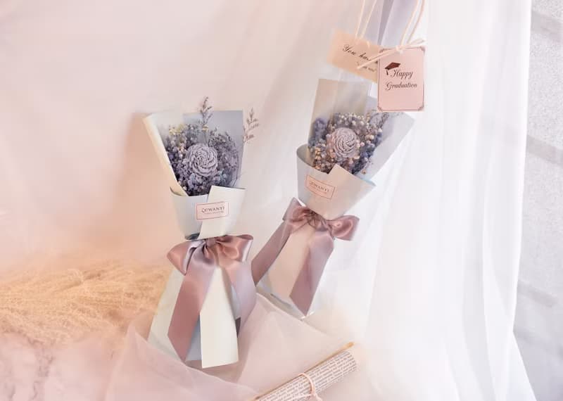 畢業透明提袋花束   畢業禮物 永生花 情人節 婚禮 紀念日 送禮教