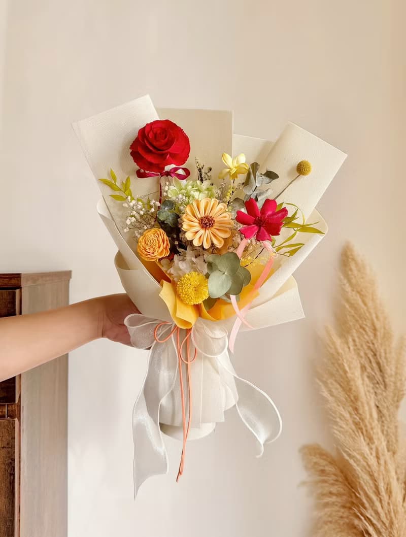 蜜糖泡泡 乾燥花束 畢業花束