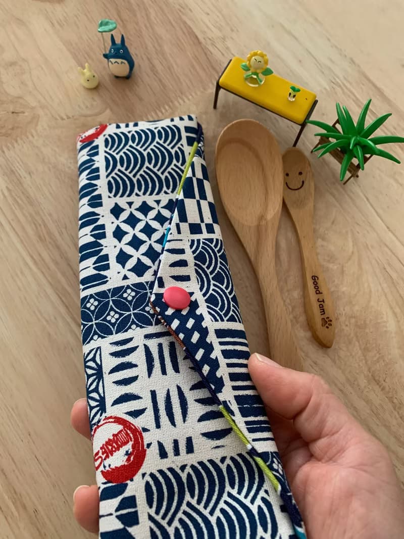 文青風環保純棉筷袋 日式祭典 原胚米幸福滿滿 雕花鏤葉 日本 潮