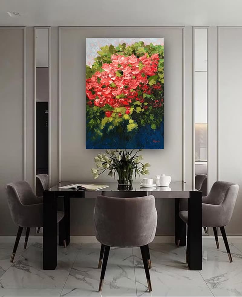 Original Oil Painting On Canvas Roses Impasto Art Flowers Painting Bouquet Art