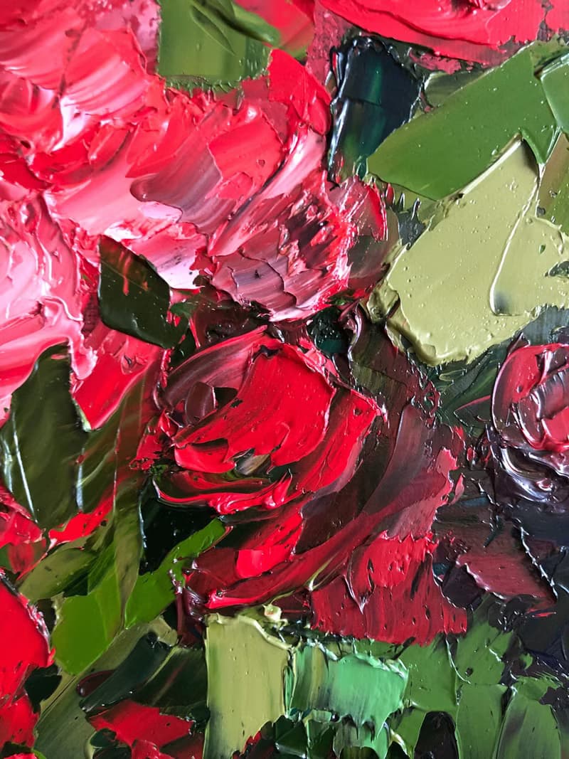 Original Oil Painting On Canvas Roses Impasto Art Flowers Painting Bouquet Art