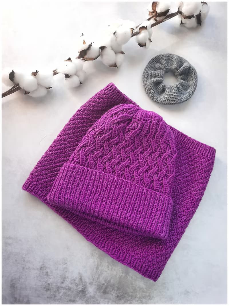 Hat and scarf set knitted for women , beanies for women , knitted beanie hat