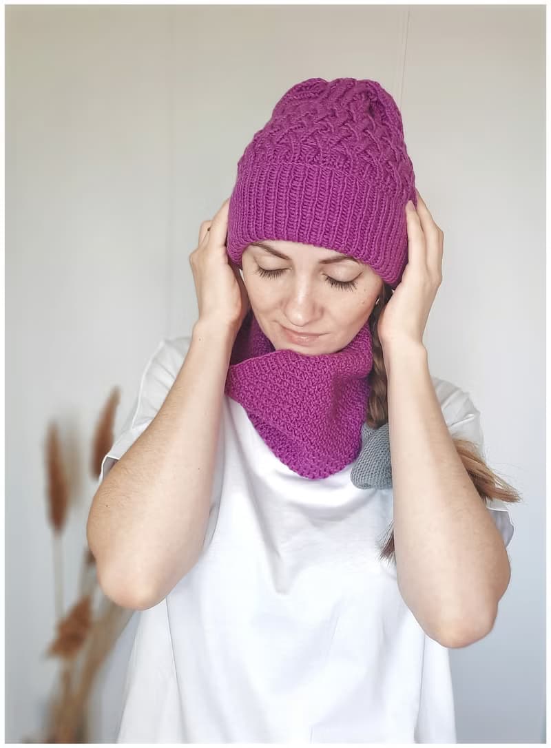 Hat and scarf set knitted for women , beanies for women , knitted beanie hat