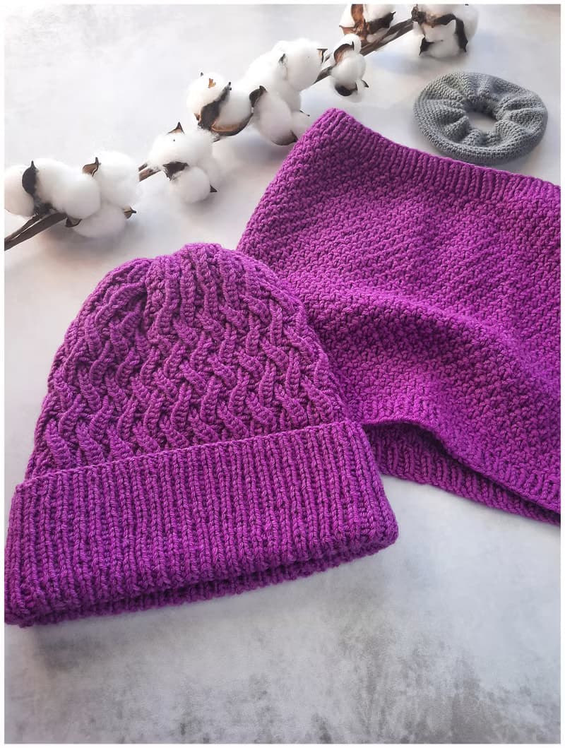Hat and scarf set knitted for women , beanies for women , knitted beanie hat