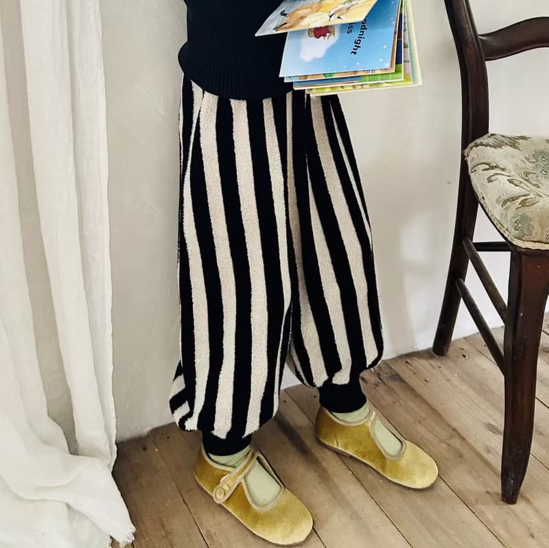 黑白條紋毛絨長褲 / 褲子 童裝