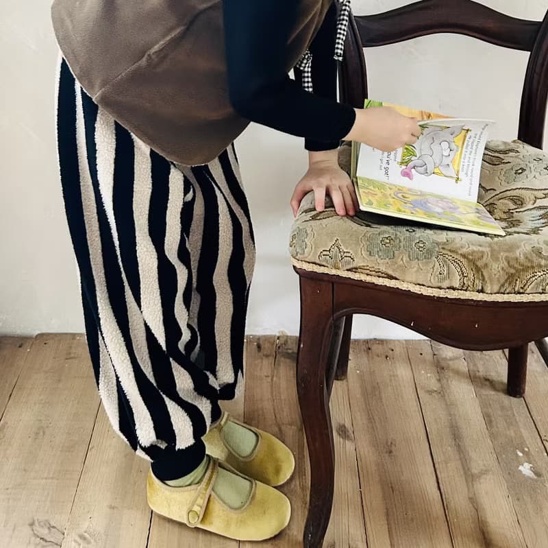黑白條紋毛絨長褲 / 褲子 童裝