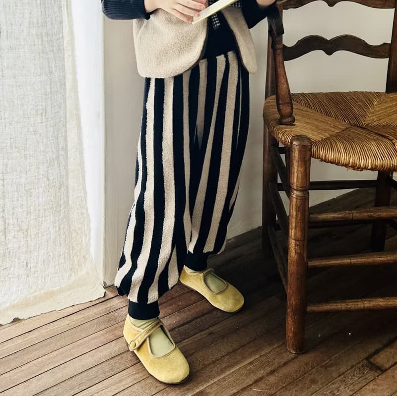 黑白條紋毛絨長褲 / 褲子 童裝