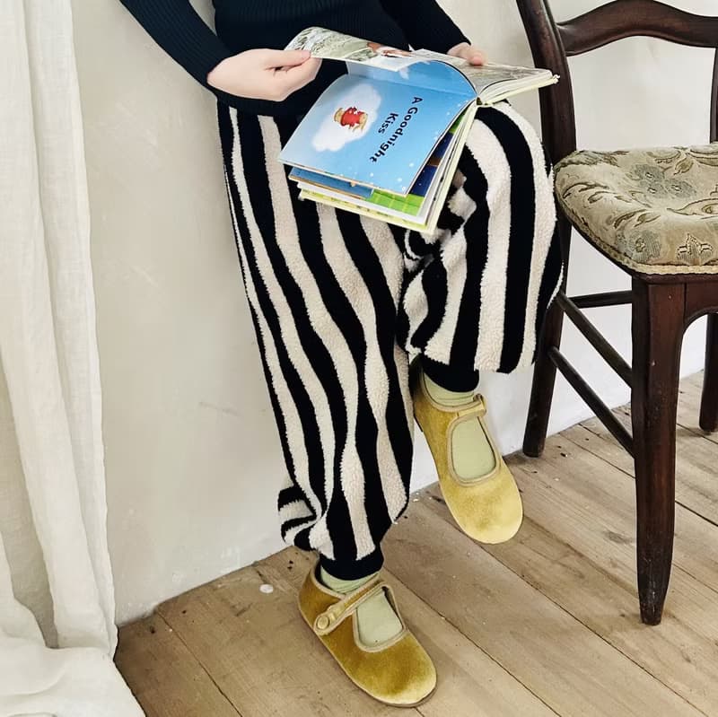 黑白條紋毛絨長褲 / 褲子 童裝