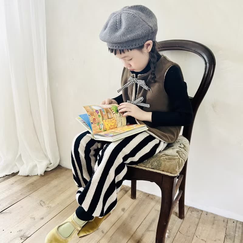 黑白條紋毛絨長褲 / 褲子 童裝