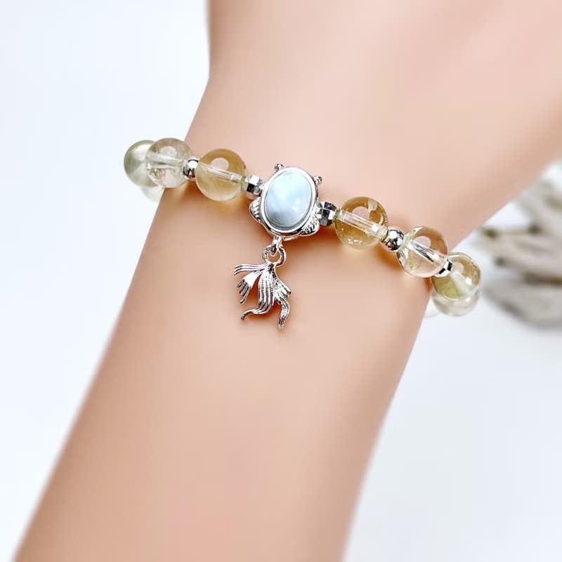 如魚得水。手串 溝通 財富 積極 l 拉利瑪石 海紋石 檸檬晶 l