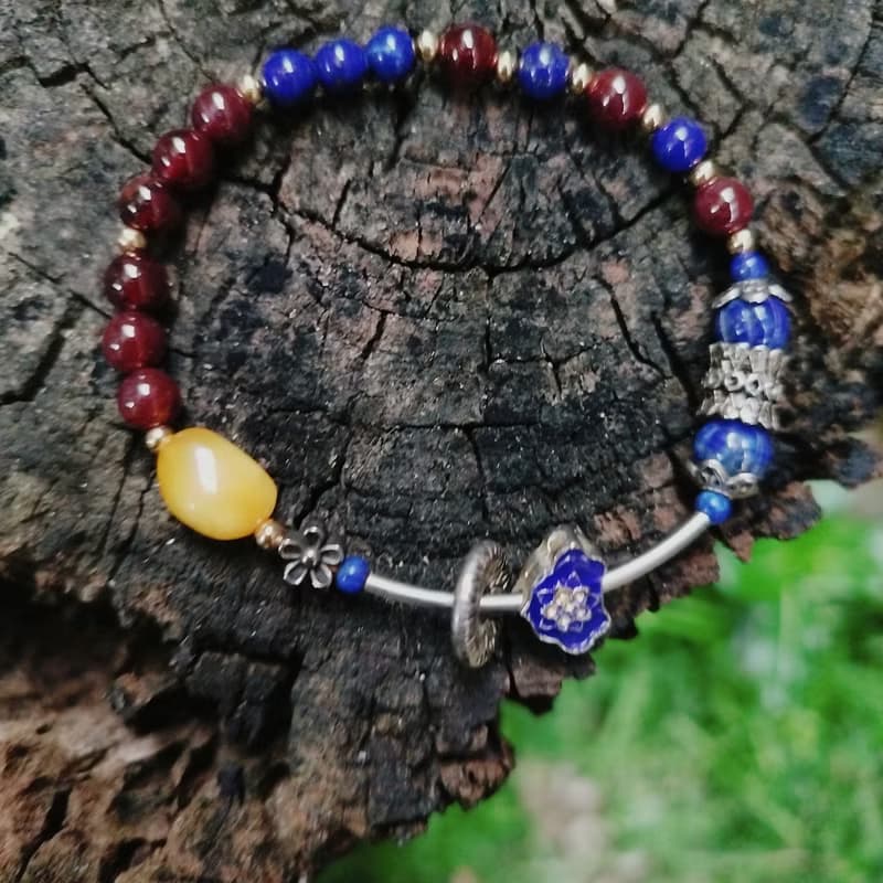 金銀財寶 Jinyin caibao 六芒星石榴石青金石手鍊