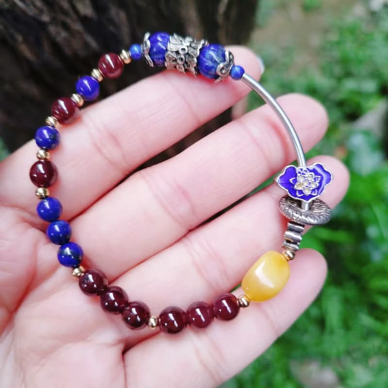 金銀財寶 Jinyin caibao 六芒星石榴石青金石手鍊