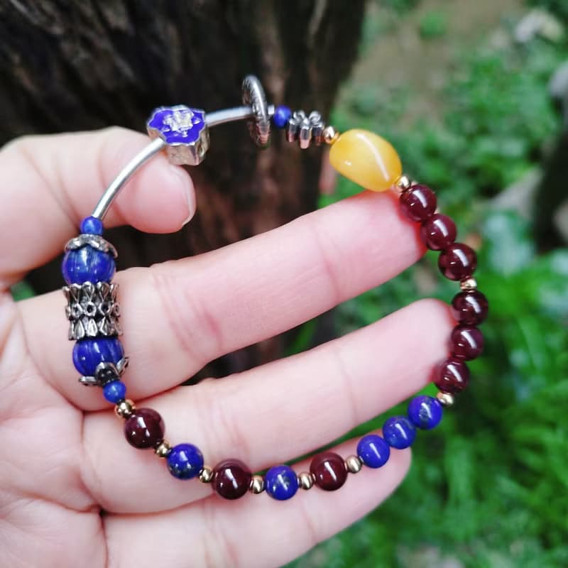 金銀財寶 Jinyin caibao 六芒星石榴石青金石手鍊