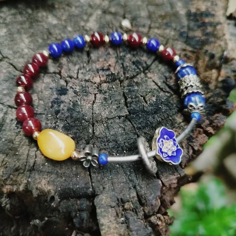 金銀財寶 Jinyin caibao 六芒星石榴石青金石手鍊