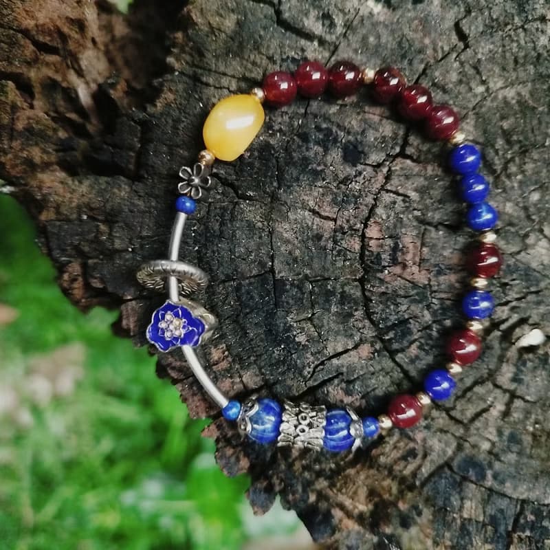 金銀財寶 Jinyin caibao 六芒星石榴石青金石手鍊