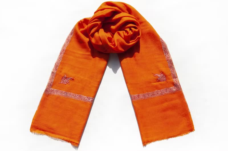 喀什米爾Cashmere 刺繡羊絨圍巾 純羊毛圍巾披巾 戒指絨披肩-花朵