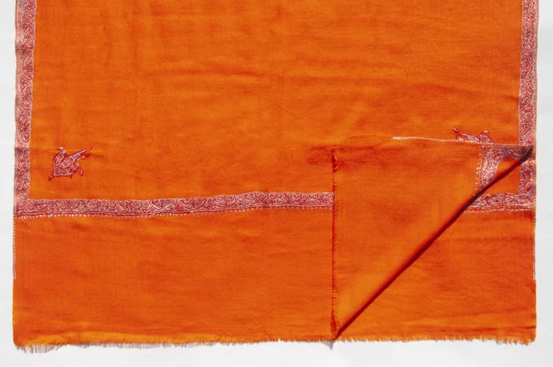 喀什米爾Cashmere 刺繡羊絨圍巾 純羊毛圍巾披巾 戒指絨披肩-花朵