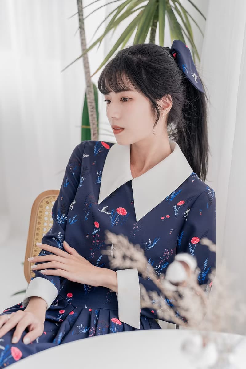 【波麗印花】聖保羅學院 尖領 假兩件小洋裝 英國華勒斯 小飛龍