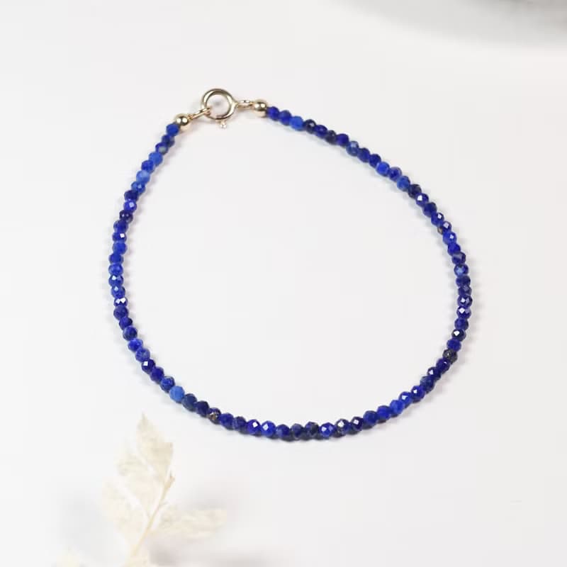 青金石 I 願平安與好運同行  12月誕生石 I 美國14KGF極細手鍊