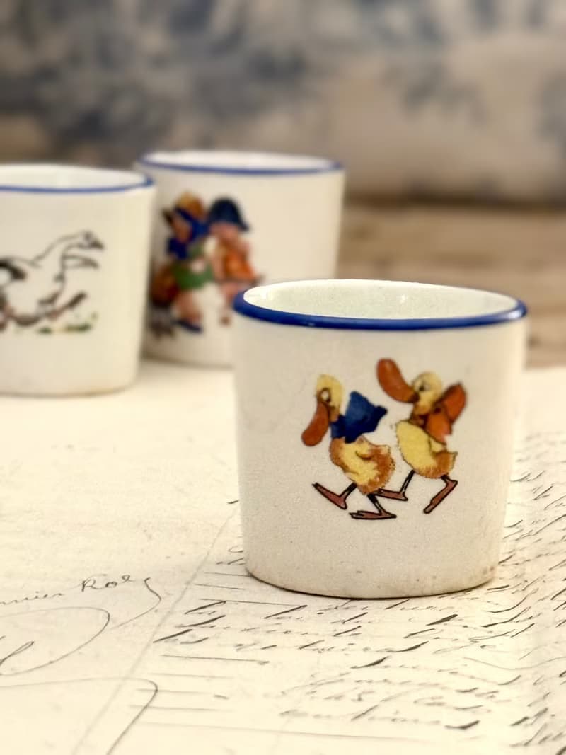 40392-法國古董可愛兒童小杯