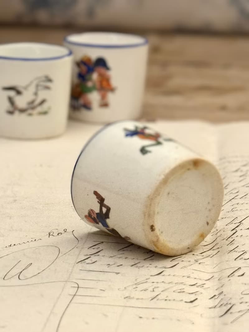 40392-法國古董可愛兒童小杯