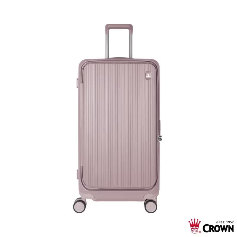 【CROWN】28吋 BOXY 前開框架胖胖拉桿箱 託運箱  粉色