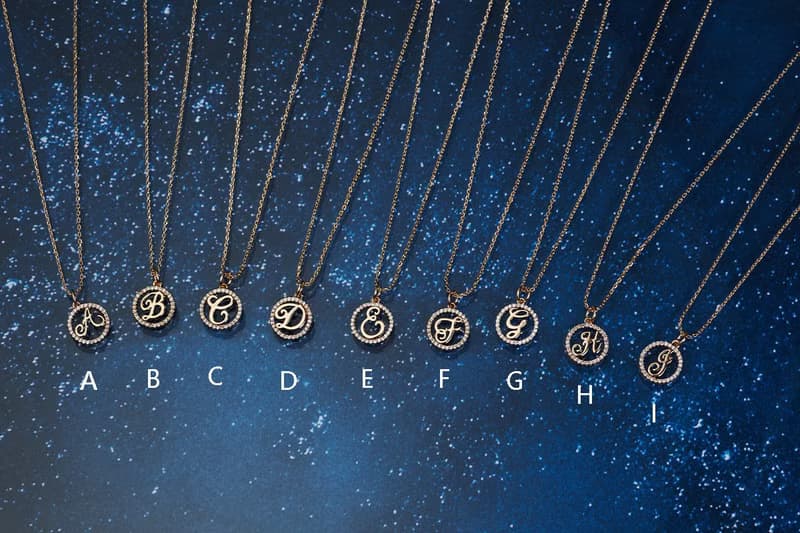 星鑽圍繞英文字母項鍊|鑲鑽項鍊|金色