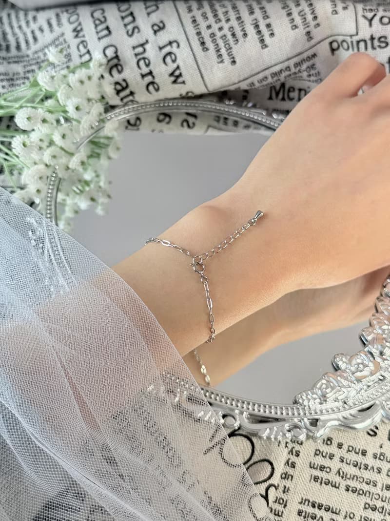 低調奢華氣質方鍊手鍊/醫療鋼手鍊/洗澡不需取下