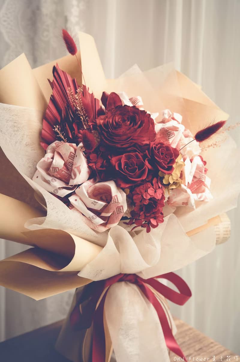 鈔票花束/有錢花花束/紙鈔花束/錢花花束/生日禮物/情人節/不凋花