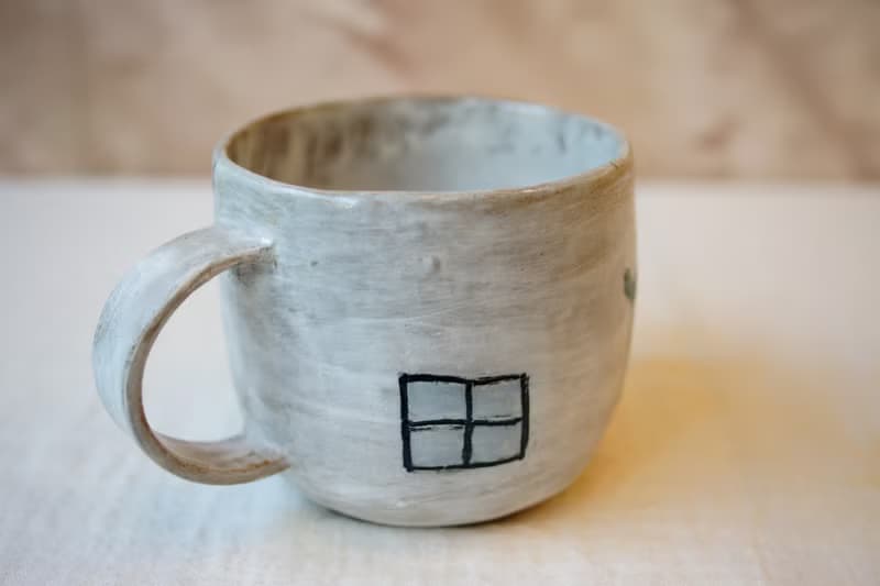 手捏粉引馬克杯 芽白 250ml  咖啡杯 茶杯 陶杯