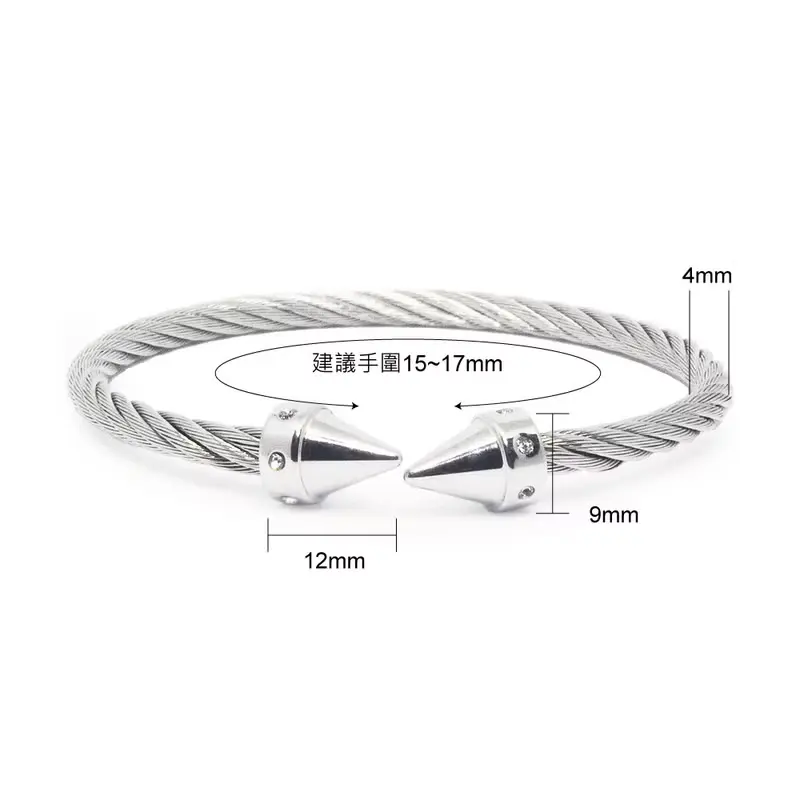 冰旋Spin | 水晶鋼索螺旋手環(星鑽銀) 鋯石尖頭手環