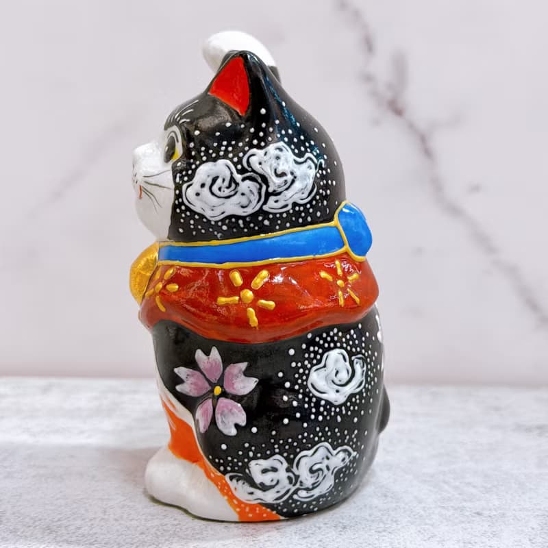 【福映朝霞】日本九谷燒招財貓 | 櫻花赤富士